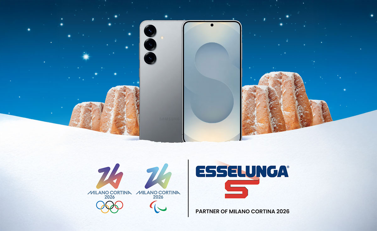 header concorso cellulare samsung e pandori su sfondo innevato