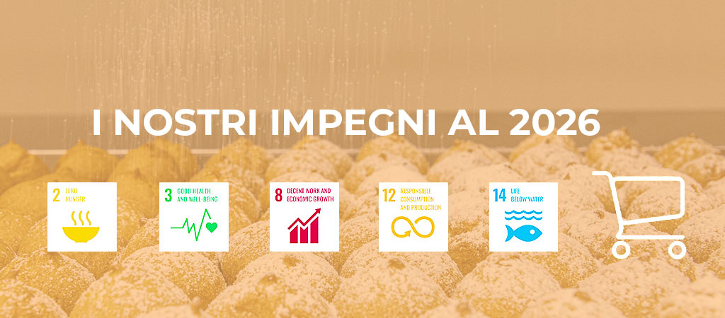 I nostri impegni al 2025: zero hunger, good health and well-being, decent work and economic growth, responsible consumption and production, life below water